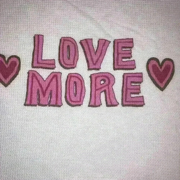 Wildfox  Love More Perry Thermal Pullover Top Vanilla Heart Oversized size XS - Picture 5 of 5
